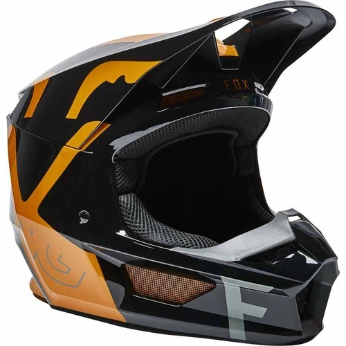 Fox V1 Skew ECE Helmet - Black/Gold - 2XL - SKU:FO279995952X