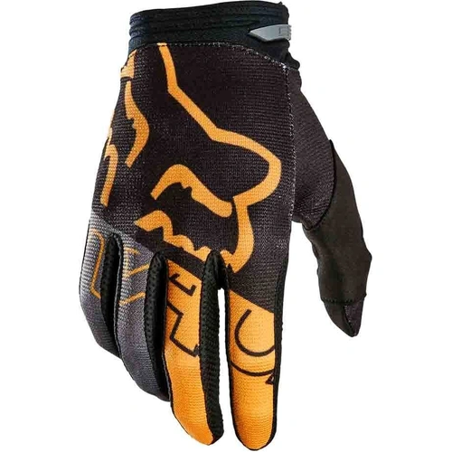 Fox 180 Skew Black Gold Gloves - Black - Small - Adult - SKU:FO28156595S