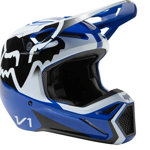 Fox V1 Leed Helmet - Blue/White/Black - 2XL - SKU:FO296570022X