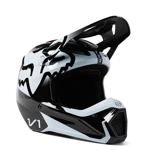 Fox V1 Leed DOT/ECE Helmet - Black/White - 2XL - SKU:FO296570182X
