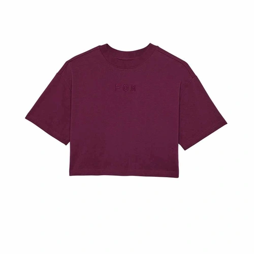 Fox Wordmark Oversized Womens Crop Tee - Sangria