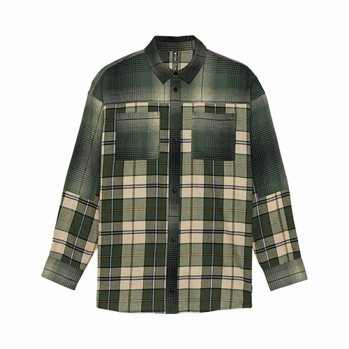 Fox Oversized Womens Flannel - Heather Green - S - SKU:FO32827510S