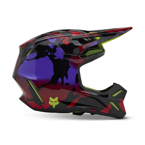 Fox V3 Throttle Helmet - Flo Yellow - M - SKU:FO32998130M