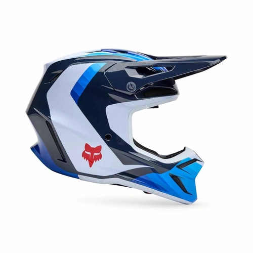 Fox V3 Fade MX Helmet - White/Blue - 2XL - SKU:FO335290592X