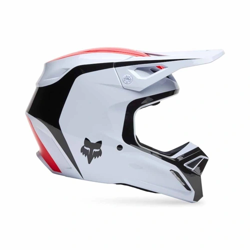 Fox V1 Flow MX Helmet - White/Red - XS - SKU:FO33701077XS