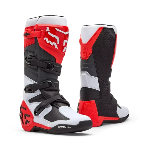 Fox 2026 Comp MX Boots - White/Fluro Red - 9 - SKU:FO363620479