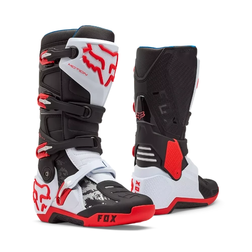 Fox 2026 Motion MX Boots - White/Fluro Red