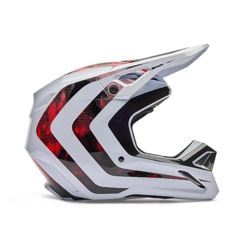 Fox 2026 V1 Kairos MX Helmet - White/Fluro Red - 2XL - SKU:FO363860472X