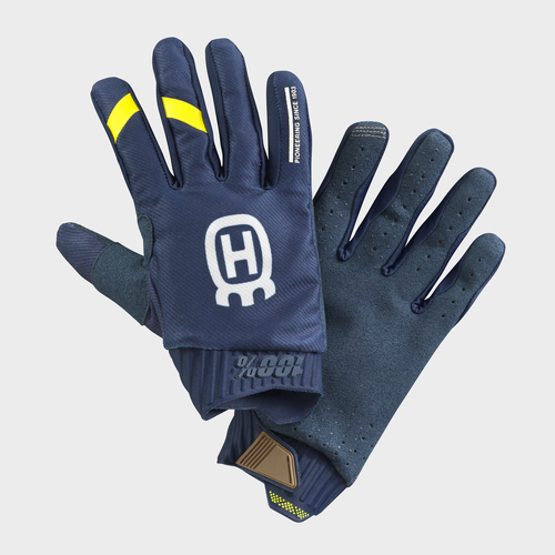 Husqvarna Ridefit Gotland Gloves - Blue/Yellow - S - SKU:HUS3HS210004702