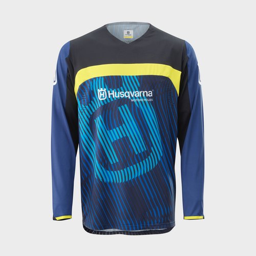 Husqvarna Railed Jersey - Black/Blue/Yellow - S - SKU:HUS3HS230009402