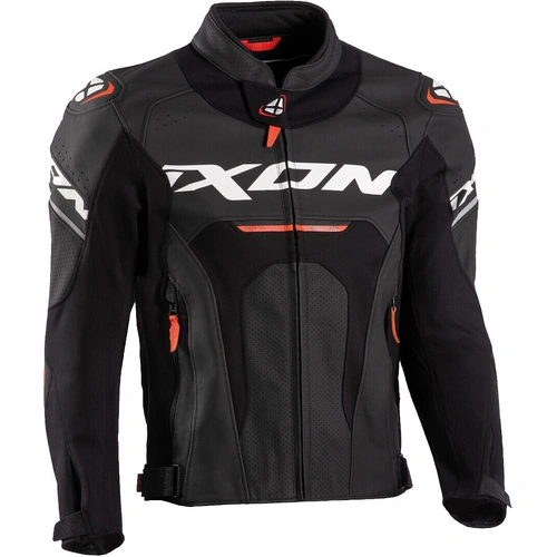 Ixon Jackal Leather Jacket - Black/White/Red - M - SKU:IX100201054102704