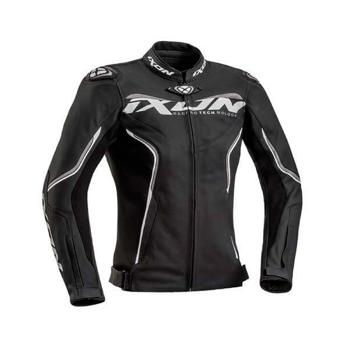 Ixon Womens Trinity Leather Womens Jacket - Black/White/Grey - M - SKU:IX100202020102004