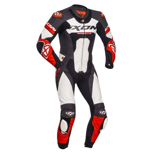 Ixon Jackal 1 Pce Leather Suit - Black/White/Red