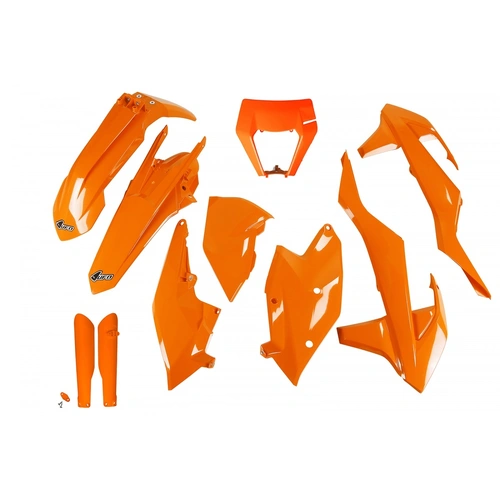 UFO Full Plastics Kits With Headlight Shroud - KTM Exc 17-19 - Orange