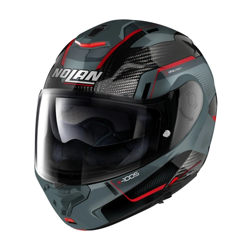 Nolan X-1005 UC Flip Up Undercover Helmet - Carbon Grey/Red - XS - SKU:NHX100504454