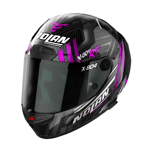 Nolan X-804 RS Spectre Helmet - Carbon/Pink/Chrome - S - SKU:NHX80402156