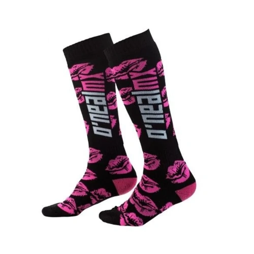 Oneal Youth Pro MX XOXOX Sock - Black/Pink