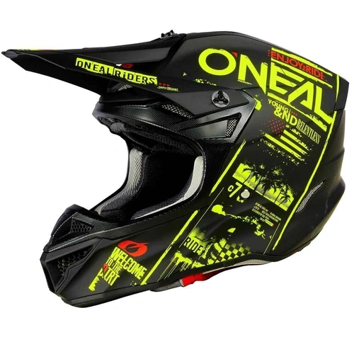 Oneal 5 Series Attack Helmet - Black/Yellow - L - SKU:ON0628184