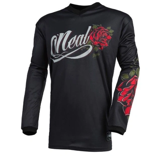 Oneal 2025 Element Threat Roses Womens MX Jersey - Black/Red - S - SKU:ONE002802