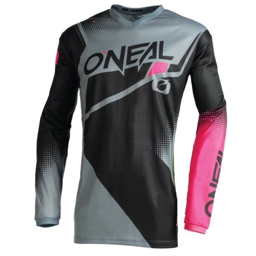 Oneal Element Racewear Womens MX Jersey - Black/Grey/Pink - XL - SKU:ONE003705