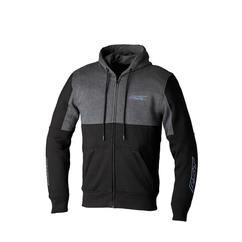 RST Team Zip Through CE Kevlar Hoodie - Black/Grey - S - SKU:RSHK346714056