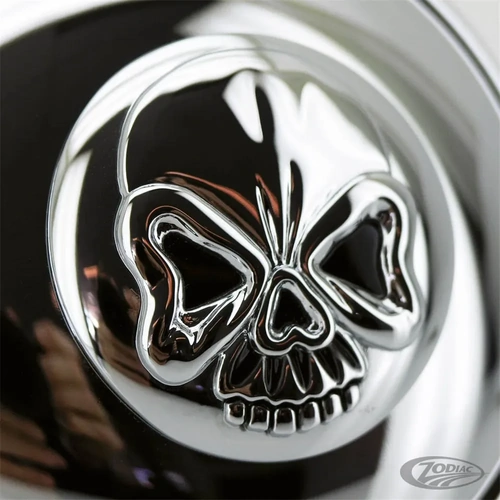 Zodiac Locking Skull Gas Cap - Chrome