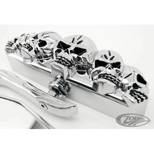 Zodiac Skull Vision Mirror Set - Chrome