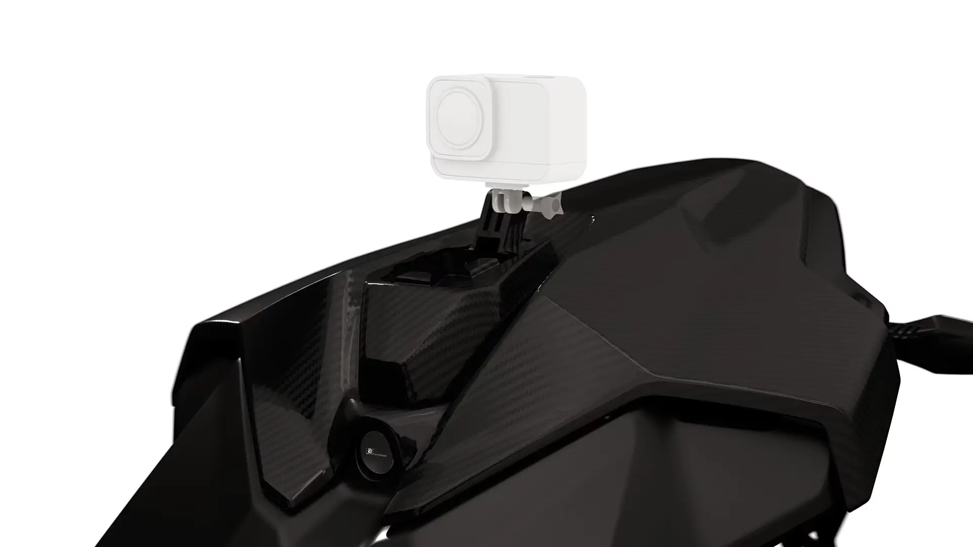 M Carbon tail-hump cover with camera adapter